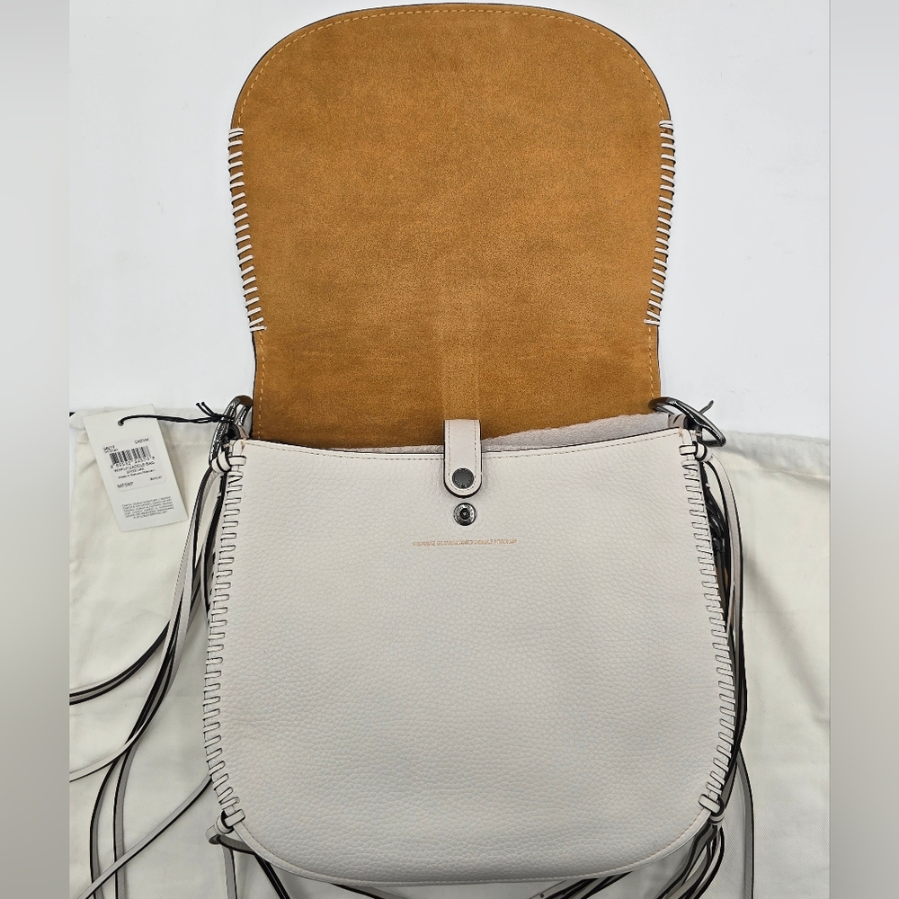 💥NWT💥Coach 1941 Glovetanned Pebbled Leather Whiplash Saddle Bag, Chalk - Picture 8 of 16